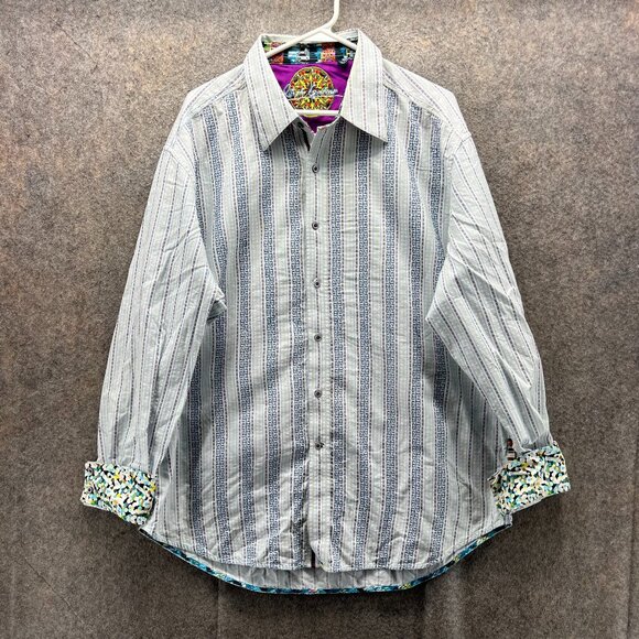 Robert Graham Shirt Men 2XL Multicolor Striped Contrast Button Down Flip Cuff - Picture 1 of 10